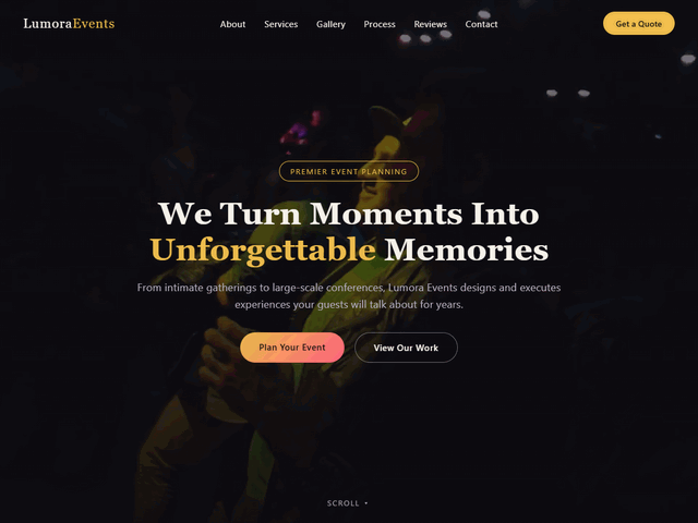 Event organiser website design