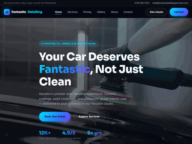 Car detailing website design